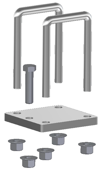 Clamps for S-tines with U-bolts